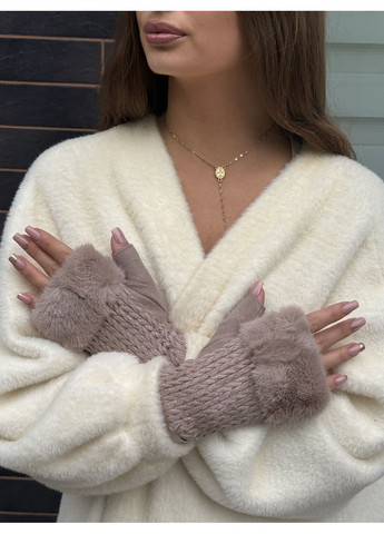 Женские перчатки митенки с искусственным мехом, перчатки без пальцев No Brand (365811830)