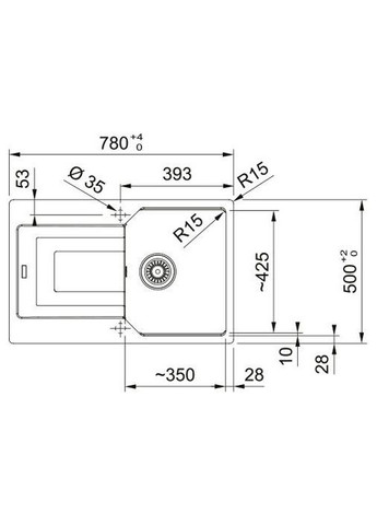 Мийка кухонная Urban, фраграніт, прямокутник, з крилом, 780х500х220мм, чаша - 1, врізна, оборотна, UBG 611-78, чорний матовий FRANKE (360399132)