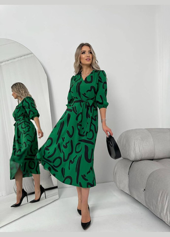 Зеленое кэжуал платье N.Family с абстрактным узором