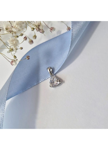 Серебряная подвеска кулон с Треугольным Белым камнем серебро 925 пробы Родированное 1690-6п 0.98г No Brand (355343924)