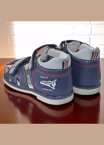 Синие спортивные, повседневные закрытые босоножки ортопедические сандалии на липучках для мальчика Tom.M на липучке