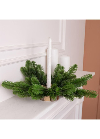 Искусственный подсвечник венок Новогодний с декором зеленый на 1 свечу SOK-O-1 LUGI (368767474)