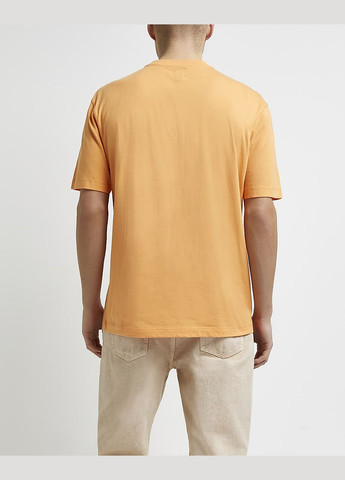 Оранжевая футболка basic,оранжевый с принтом, River Island