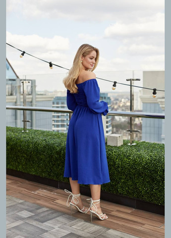 Синее женское платье креп-жатка No Brand