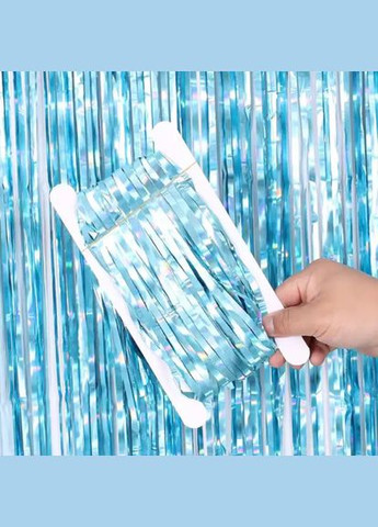 на фотозону з голограмою 1 м на 1 м блакитний Jannet Дощик (316353623)