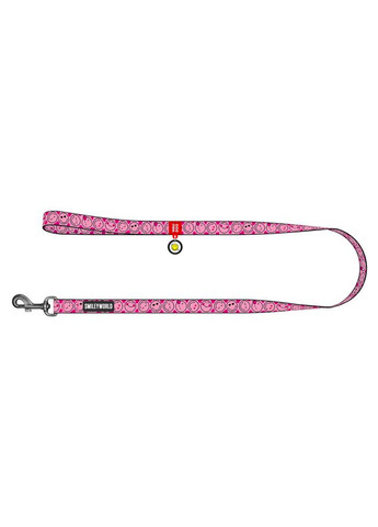 Повідець для собак WAUDOG Nylon нейлоновий рожевий з малюнком Смайлики 20мм 122см для маленьких і великих собак ProDobro (373221150)
