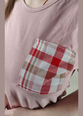 Розовая всесезон женская коттоновая пижама с футболкой и шортами турецкого производства Mirano