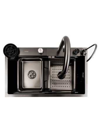 Кухонная мойка 75*45G черная Handmade "Водопад" Platinum (336936430)