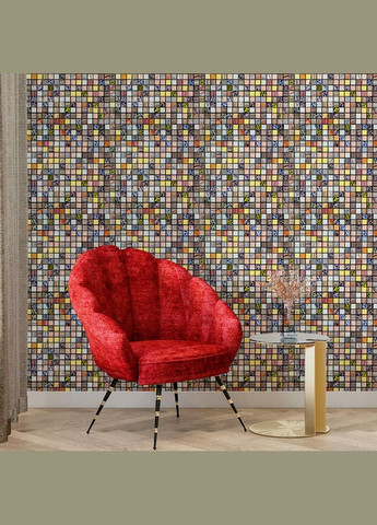 Самоклеющаяся алюминиевая плитка Разноцветные квадратики 300х300х3мм Sticker Wall (300372585)