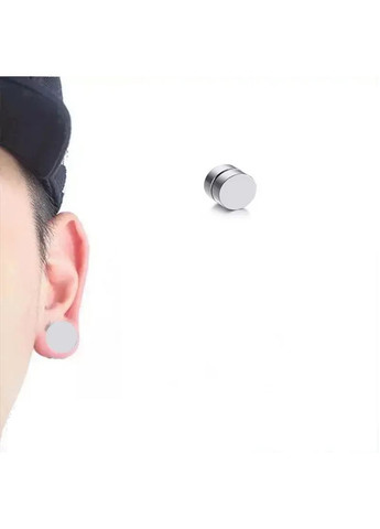 Серьги клипсы плаги-обманки серебристые из стали мужские магнитные клипсы No Brand (338436298)