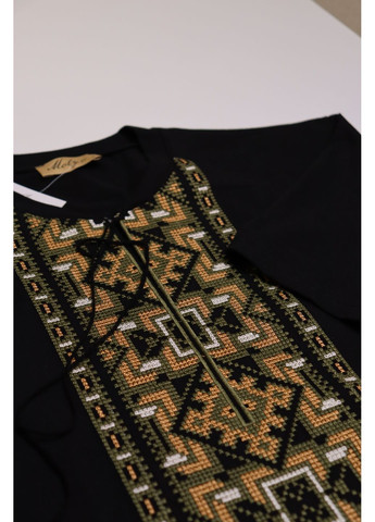 Молочна чорна чоловіча футболка вишиванка іван MOTYV візерунок орнамент бавовна (360899632)