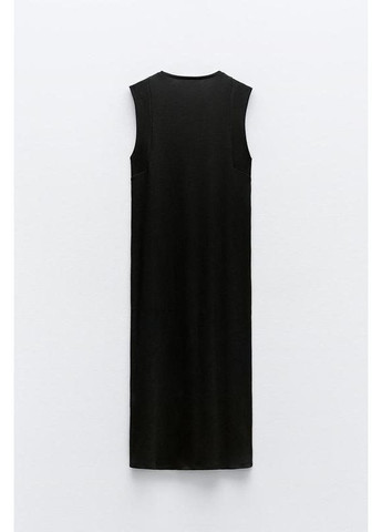 Черное платье меди в рубчик Zara