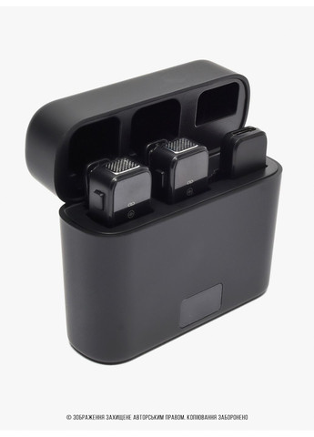 Бездротовий петличний мікрофон з кейсом для телефону айфона з вітрозахисними насадками 2 шт набір Чорний 73718 OnePro (361286261)