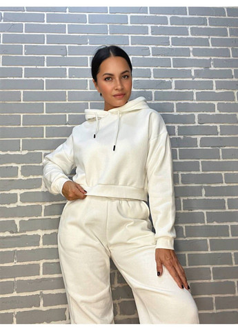 Костюм жіночий 478-480 коротке худі з капюшоном та брюки джоггери на резинці фліс Quzen (304062653)