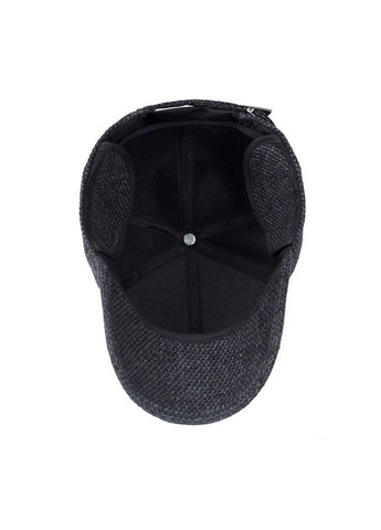 Чоловіча тепла кепка бейсболка у дрібну клітинку з вухами Чорна 56-60р (1785) No Brand (308356784)