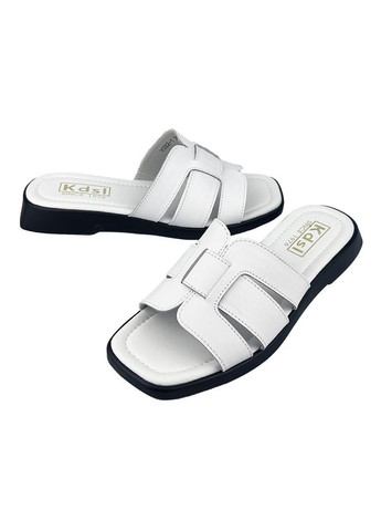 Белые шлепанцы женские кожаные белые 1032-1 Kadisailun