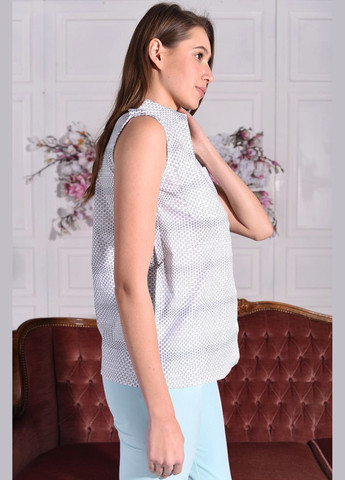 Біла біла блуза з геометричним принтом і кишенями (ll140616459) LadyLike