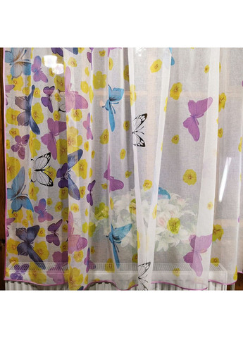 Готовая короткая занавеска Трина бабочка сиреневая левая No Brand (372133999)