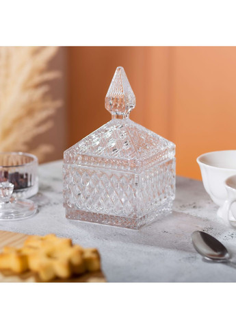 Сахарница Yiwu с крышкой из хрустального стекла в восточном стиле прозрачная HP-YH-41 No Brand (360977654)
