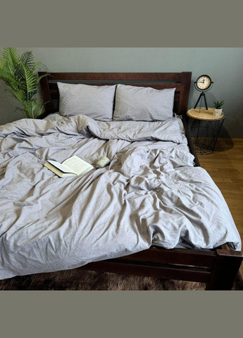 Постільна білизна Washed Cotton Півтораспальна 150 x 220 Варена бавовна Сіра 70 х 70 No Brand (307361336)