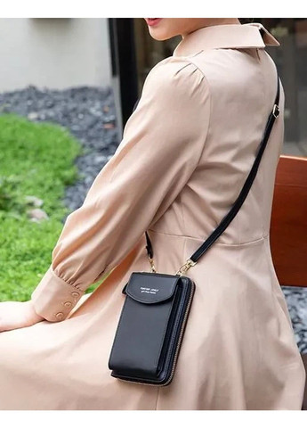 Жіноча сумка гаманець клатч жіночий чорний, сумка для телефону через плече FOREVER LOVELY, сумка чохол web No Brand (289870012)