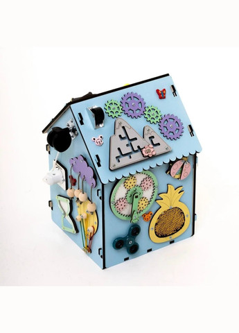 Бизидом бизикуб игровой развивающий для детей деревянный Голубой 35х25х25 см Handmade 213-001-0014 (346085168)