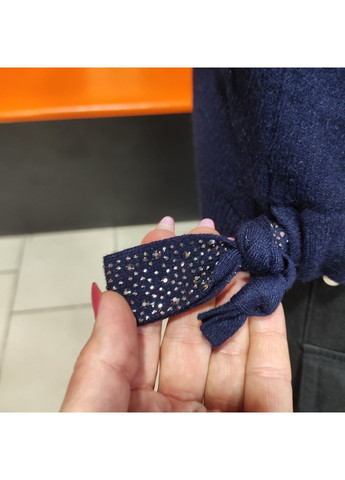 Синий зимний свитер женский трикотаж спущенный рукав завязка карманы 48/50 No Brand