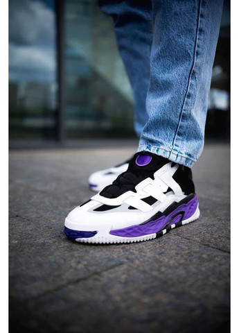 КРОСІВКИ ЖІНОЧІ ADIDAS NITEBALL WHITE BLACK VIOLET АДІДАС НАЙТБОЛ No Brand чорні демісезони (369389800)