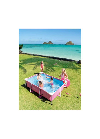 Каркасний басейн 220 x 150 x 60 см 28266 Pink Rectangular Frame Pool Intex (342109654)