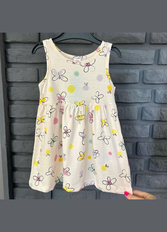 Бежева дитяча літня сукня з метеликами бежева 12-18 міс (80-86см) LC Waikiki (269368138)