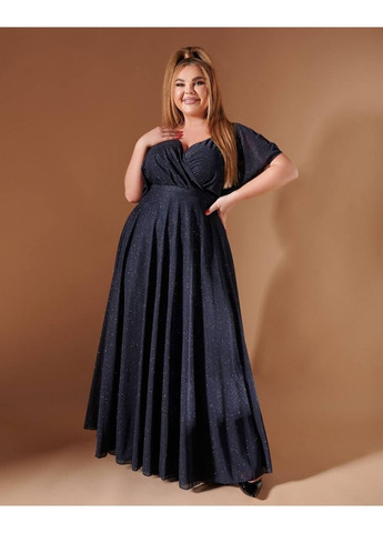 Синее вечернее платье а-силуэт Militon однотонное