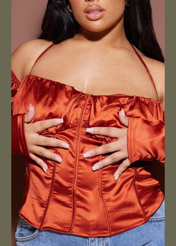 Терракотовая блуза PrettyLittleThing