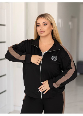 Жіночий спортивний костюм з двонитки з контрастними вставками No Brand (367853287)