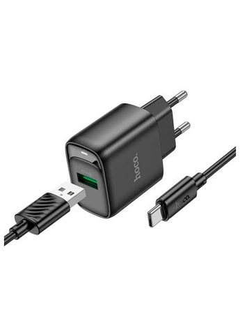 Зарядний пристрій (6942007627825) Hoco C140A Smart USB QC3.0 + cable USB to USB-C Black (382191195)