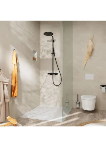 Душова система з термостатом PULSIFY, чорний/матовий, кругла Hansgrohe (401622440)