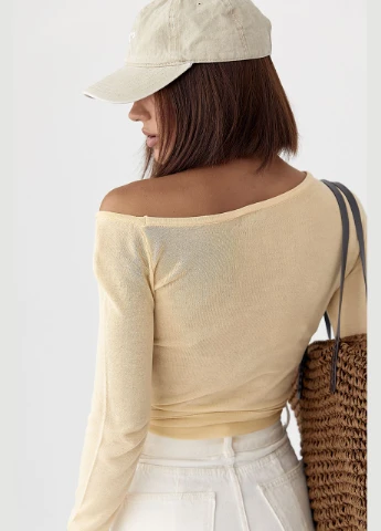 Вискозный лонгслив с открытым плечом цвет, ONE SIZE (есть размеры) No Brand (387644061)