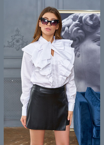 Белая классическая, повседневный, кэжуал рубашка однотонная Jadone Fashion с длинным рукавом