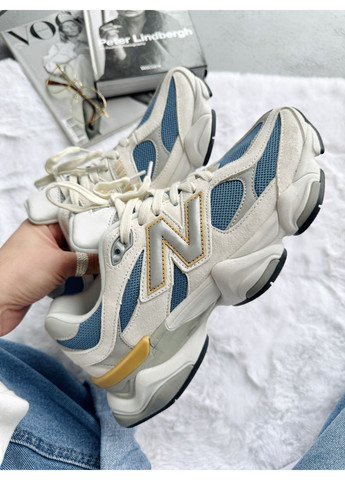КРОССОВКИ ЖЕНСКИЕ NEW BALANCE 9060 BEIGE / BLUE / YELLOW НЬЮ БЕЛАНС 9060 No Brand бежевые демисезоны (367174889)