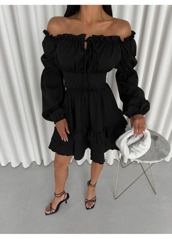 Чорна сукня з воланами креп костюмка No Brand