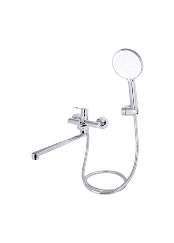 Смеситель для ванны Evia с длинным поворотным изливом (c душевым гарнитуром) Chrome Qtap QTEVI260CRM47579 (346492546)