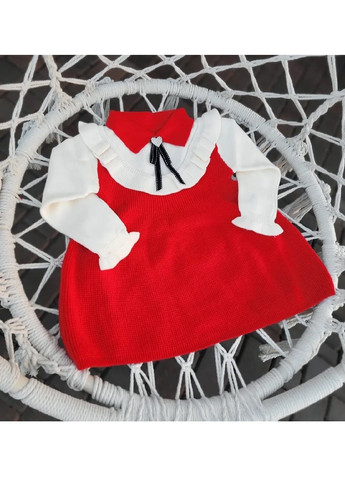 Комбінована святкова повсякденна тепла в'язана трикотажна сукня зі знімним сердечком на шпильці для дівчаток (481841-prob) розмір 100 Unbranded (366991799)