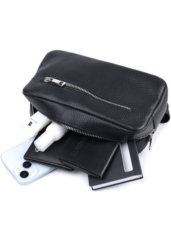 Чоловіча сумка-бананка з натуральної шкіри флотар 22826 Чорна Shvigel (305768365)