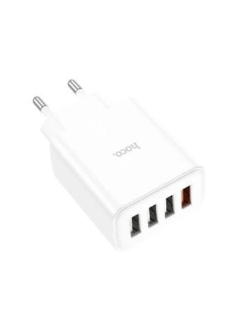 Мережевий зарядний пристрій QC3.0 four-port charger 18W White Hoco C102A Fuerza (380296123)