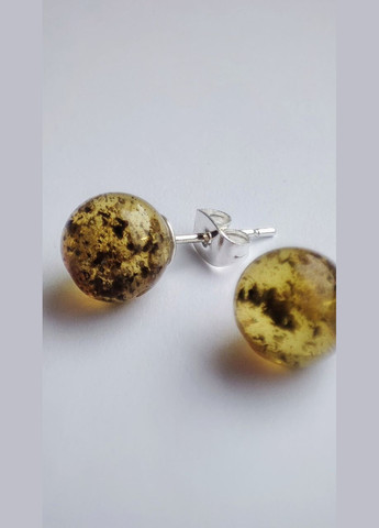 Сережки 2554 "гвоздики" з натурального бурштину з вкрапленнями срібло MINOV (311310507)