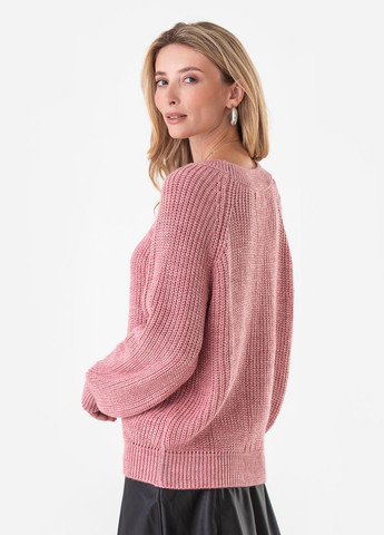 Розовый свободный свитер крупной вязки SVTR