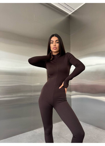 Женский комбинезон рубчик с начесом Osoblyva комбинезон-брюки коричневый
