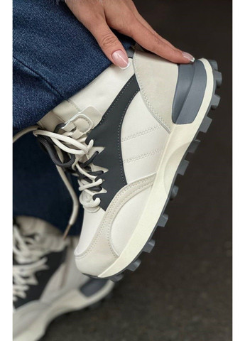 Зимние ботинки женские зимние на меху белые Mengfuna прессованная кожа