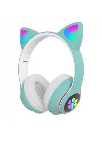 Навушники Бездротові дитячі MP3 з котячими вушками з підсвічуванням LED Бірюзові Cat stn-28 (282957007)