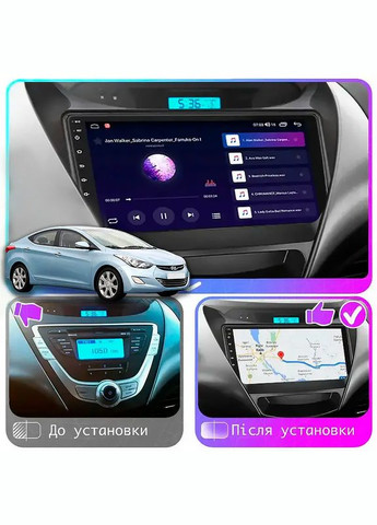 Штатная магнитола для Hyundai Avante V ver 2 2010-2015 экран 9" 1/16Gb Wi-Fi GPS Base 5шт Lesko (336203394)