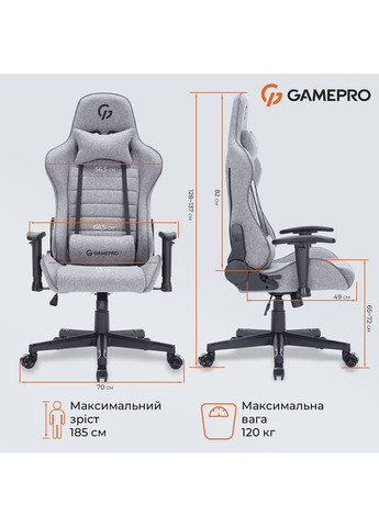 Крісло GC575FB Size L Fabric Gray GAMEPRO (308201869)